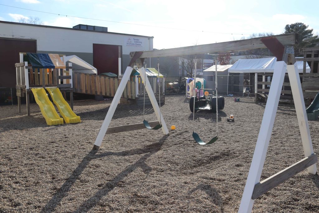 Burlington Tender Learning Centre Big playground with structures, swings and slides